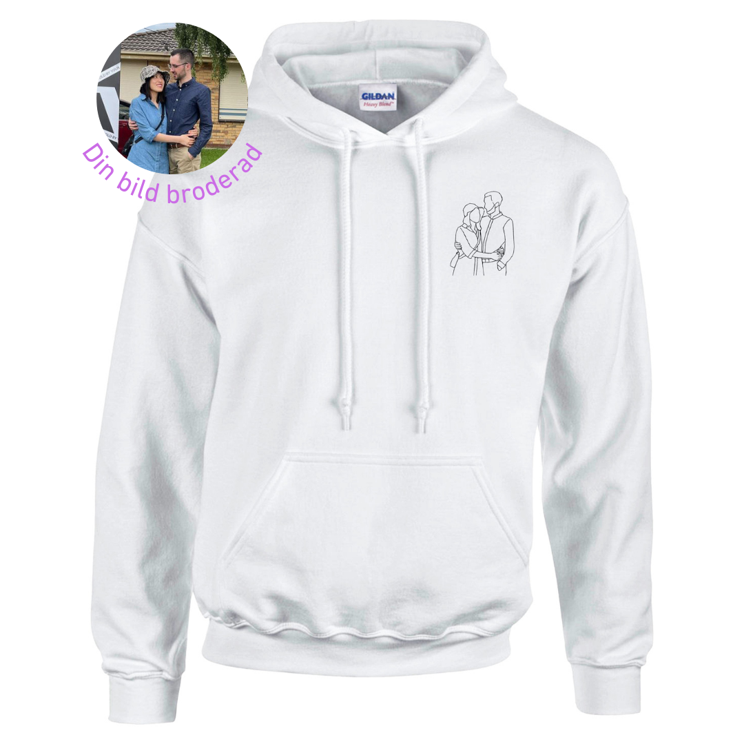 Personlig linjekonst - Broderad hoodie