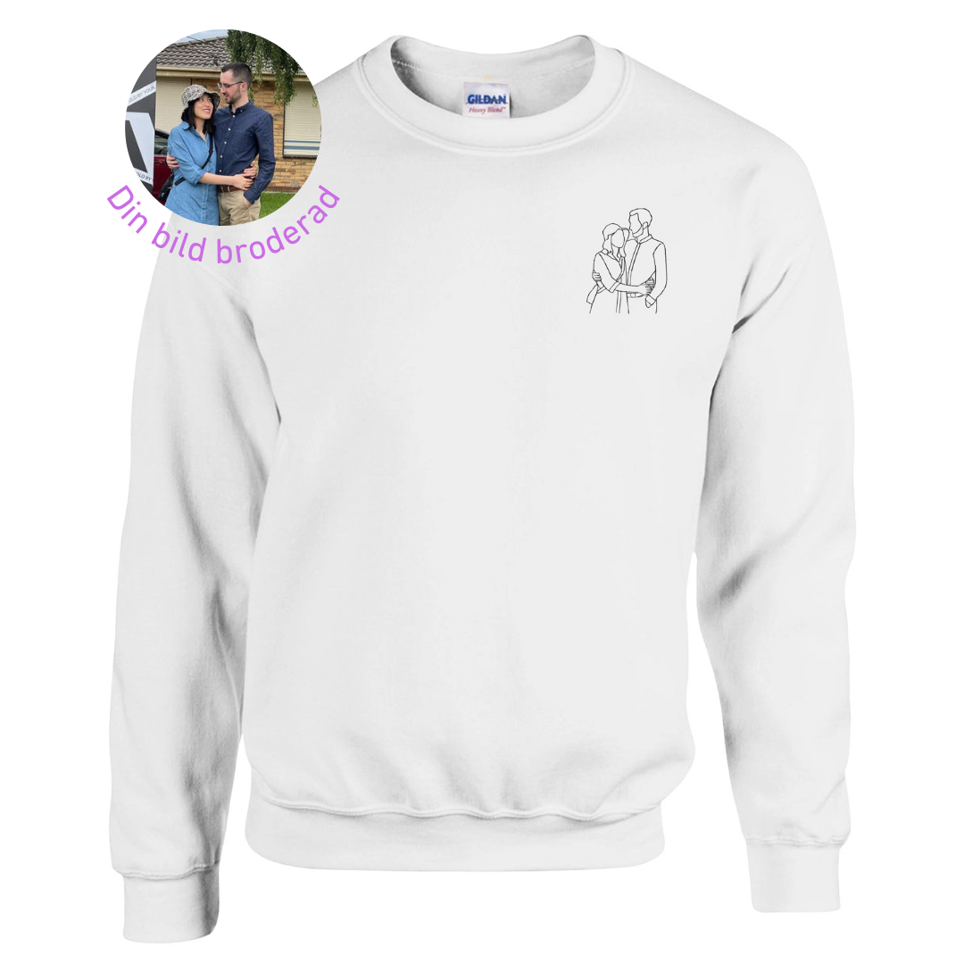 Personlig linjekonst - Broderad Sweatshirt