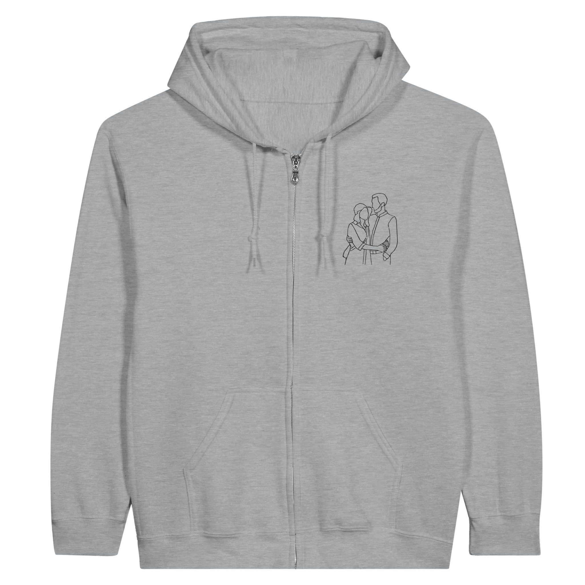 Personlig linjekonst - Broderad Zip Hoodie - Obsessed