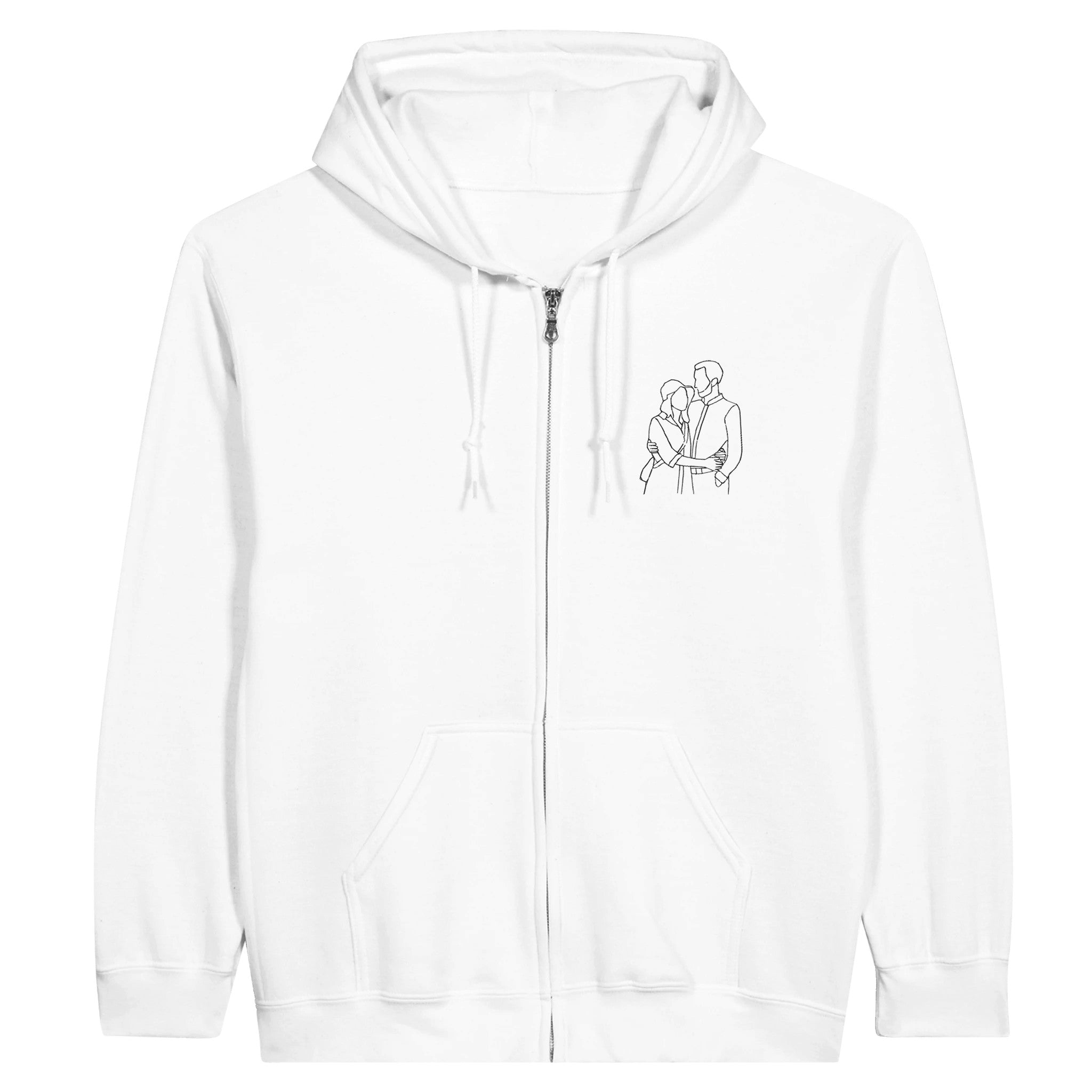 Personlig linjekonst - Broderad Zip Hoodie - Obsessed