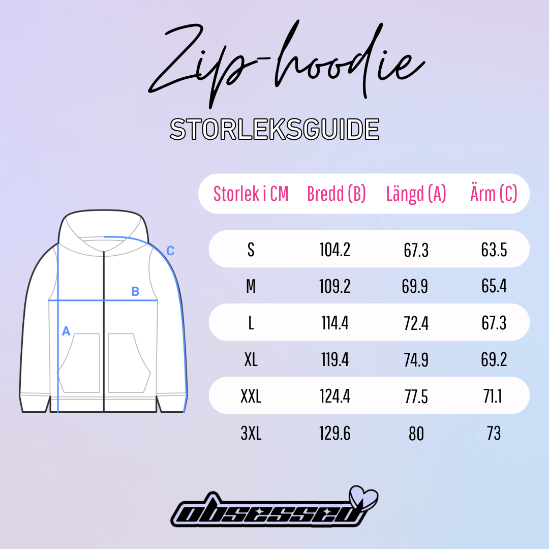 Personlig linjekonst - Broderad Zip Hoodie - Obsessed